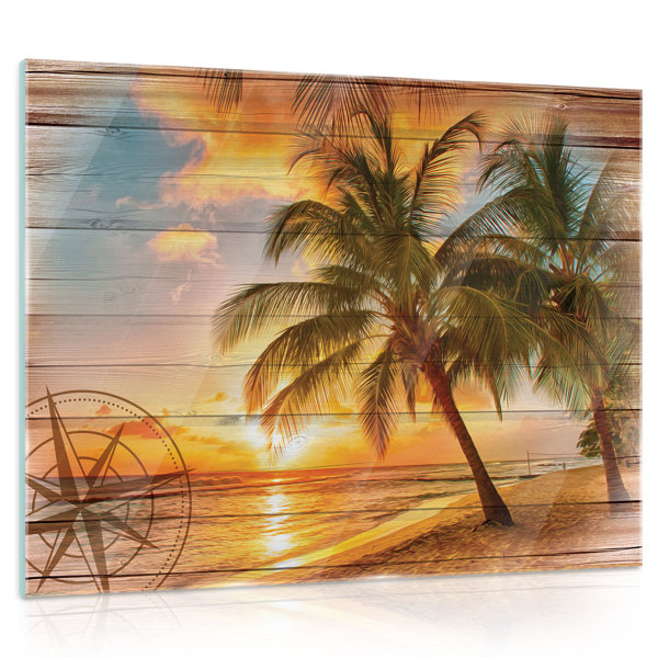 Haus am Meer Glasbild Strand | Wayfair.de